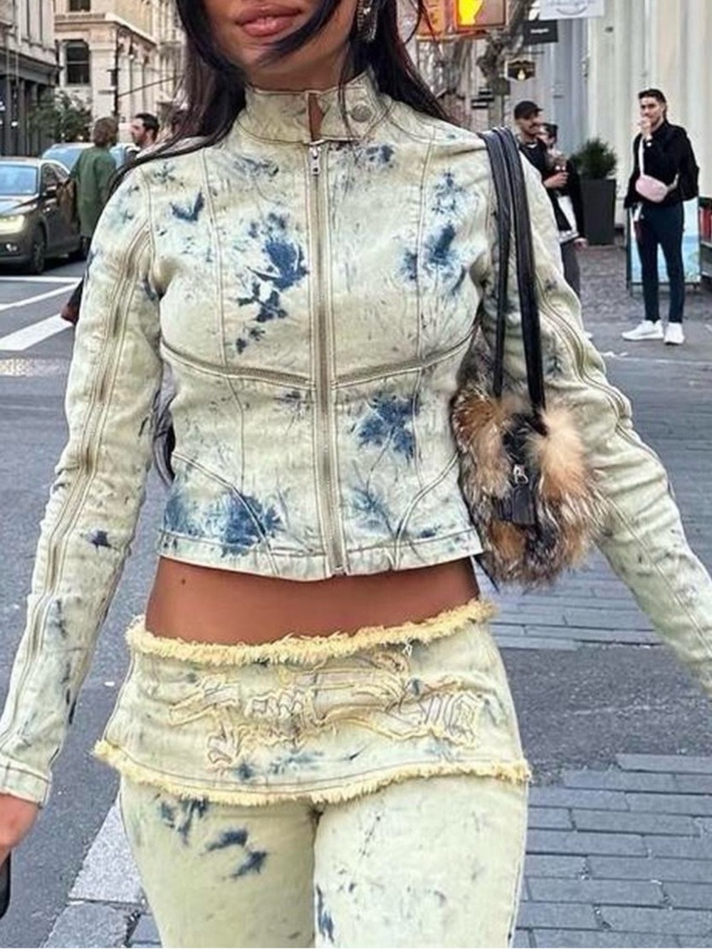 I am Gia Zarria denim moto jacket